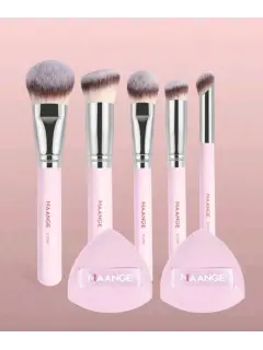 JUEGO DE 5 BROCHAS MAANGE 2 BORLAS ROSADAS