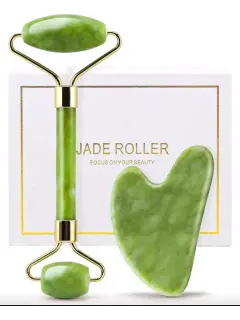 JUEGO DE RODILLO DE JADE Y GUA SHA VERDE