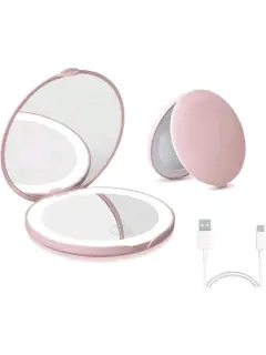ESPEJO REDONDO CON LUZ LED RECARGABLE