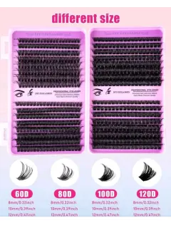 PAQUETE PESTAÑAS POR PUNTO TAMAÑO 60D-80D-100D-120D