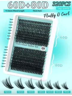 KIT DE PESTAÑAS POSTIZAS 60D+80D 320 PCS