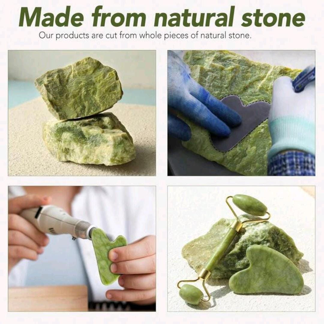 JUEGO DE RODILLO DE JADE Y GUA SHA VERDE - Imagen 2