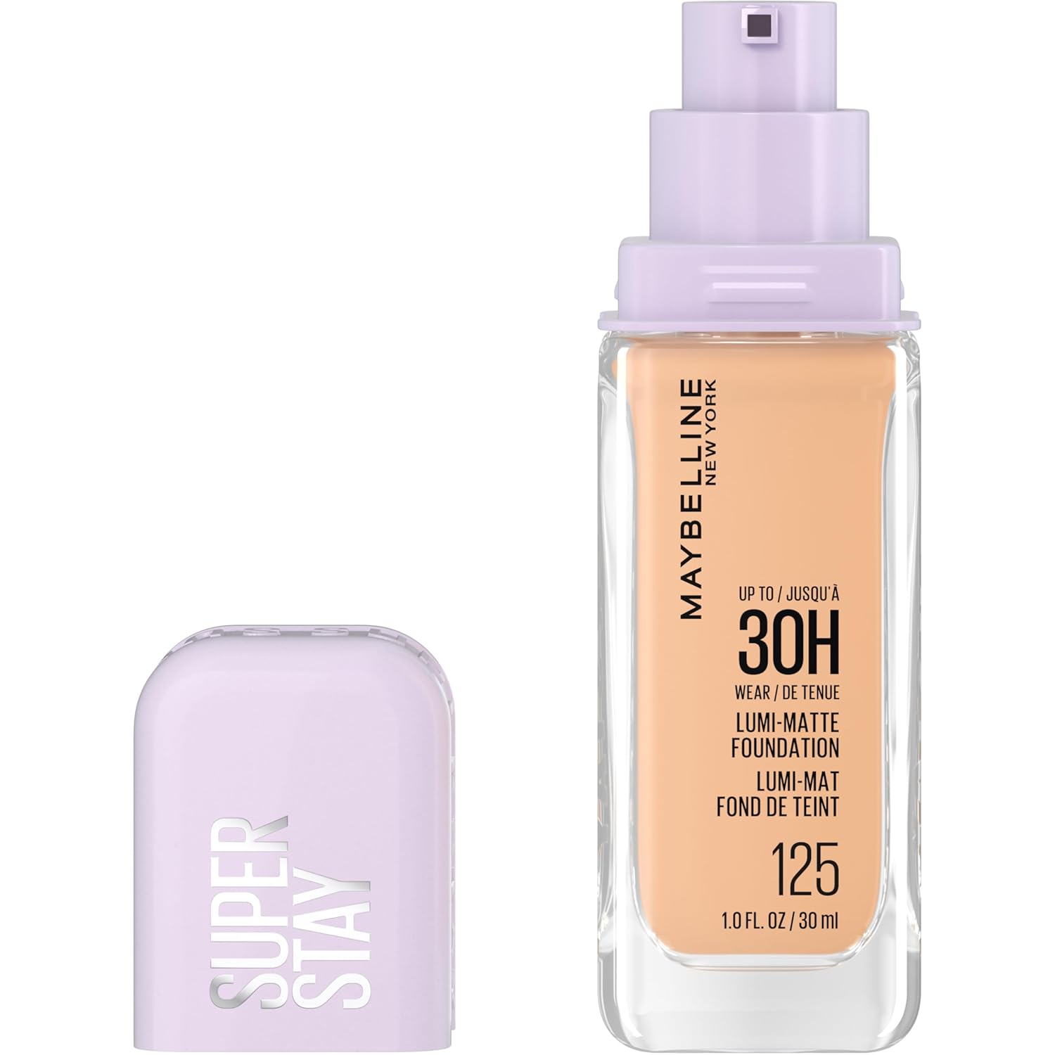 Maybelline Super Stay Lumi-Matte - Base de maquillaje ligera y construible de cobertura completa para hasta 30 horas TONO 125