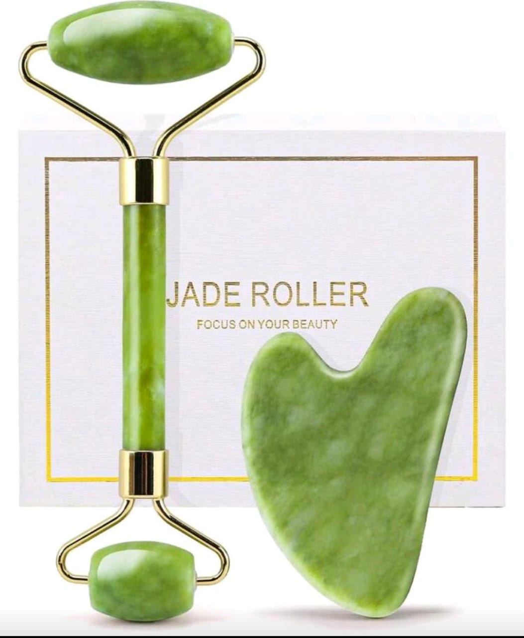 JUEGO DE RODILLO DE JADE Y GUA SHA VERDE